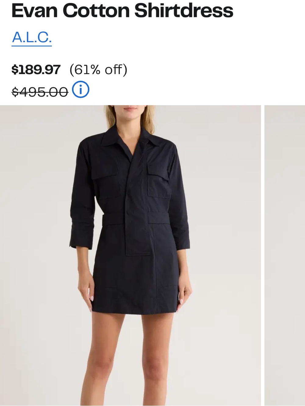 A.L.C. Black Utility Shirt Dress Jacket